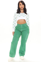 Oh So Crafty Non Stretch Carpenter Jeans - Green Ins Street
